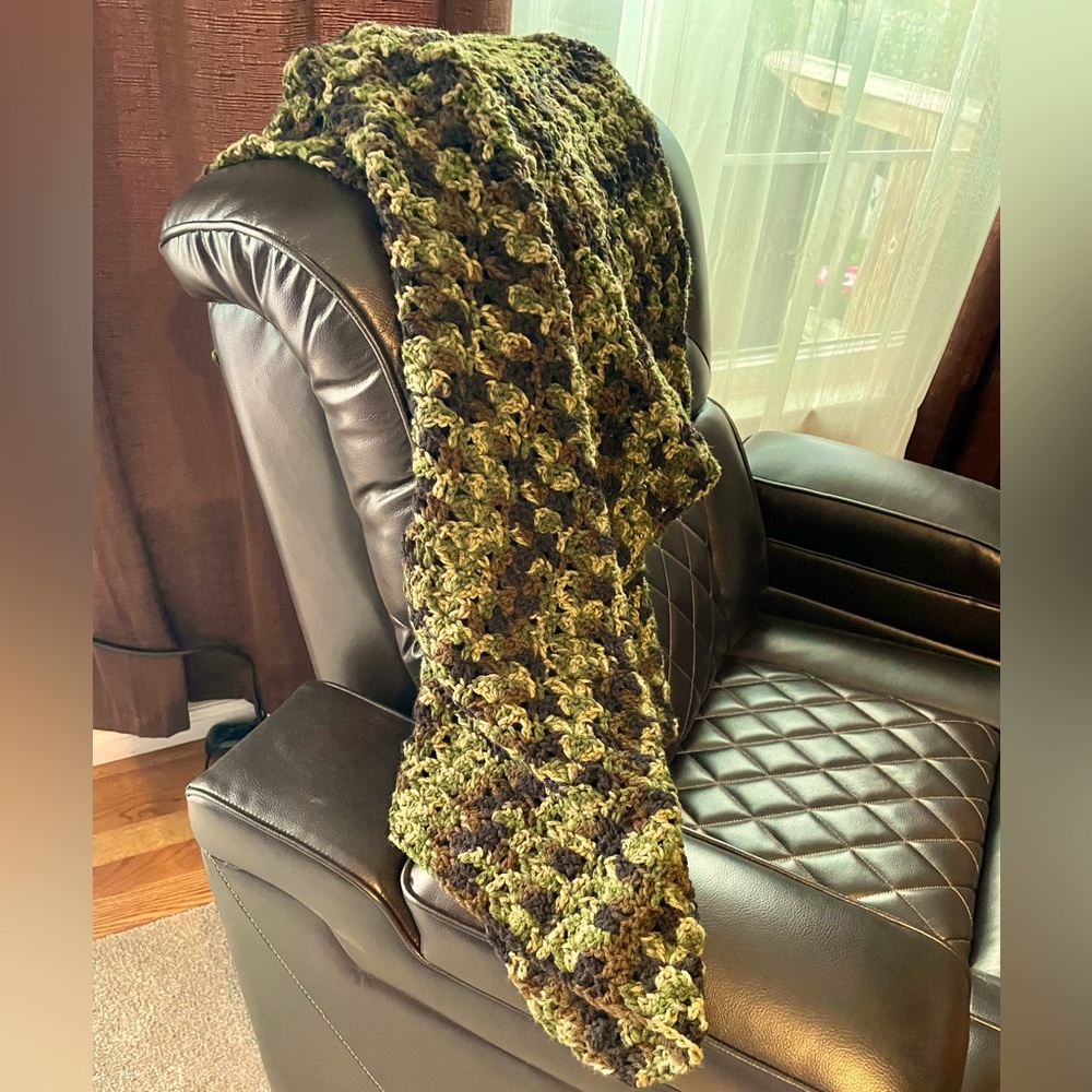 Camouflage Baby Afghan, Throw, or "Lap-ghan" - Handmade